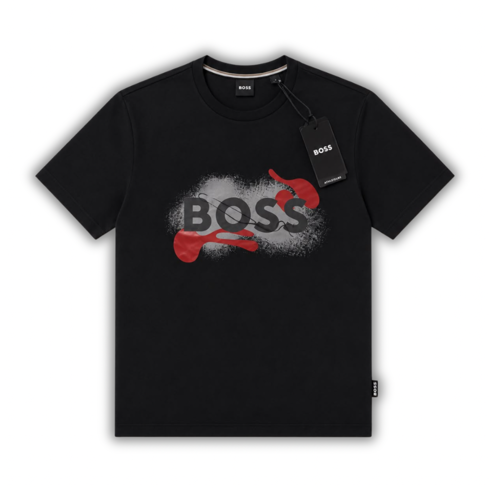 Playera BOSS detalles gris y negro