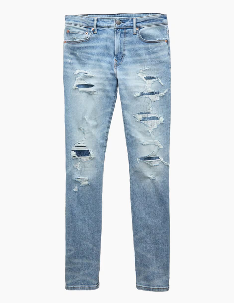 AMERICAN EAGLE PARCHADO AZUL CLARO